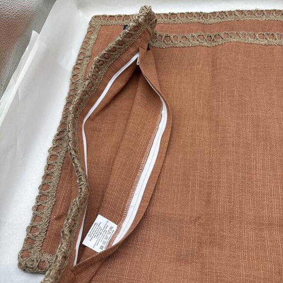 Phantoscope Orange Decorative Throw Pillow COVER Linen Trim Farmhouse *READ... - Picture 4 of 10